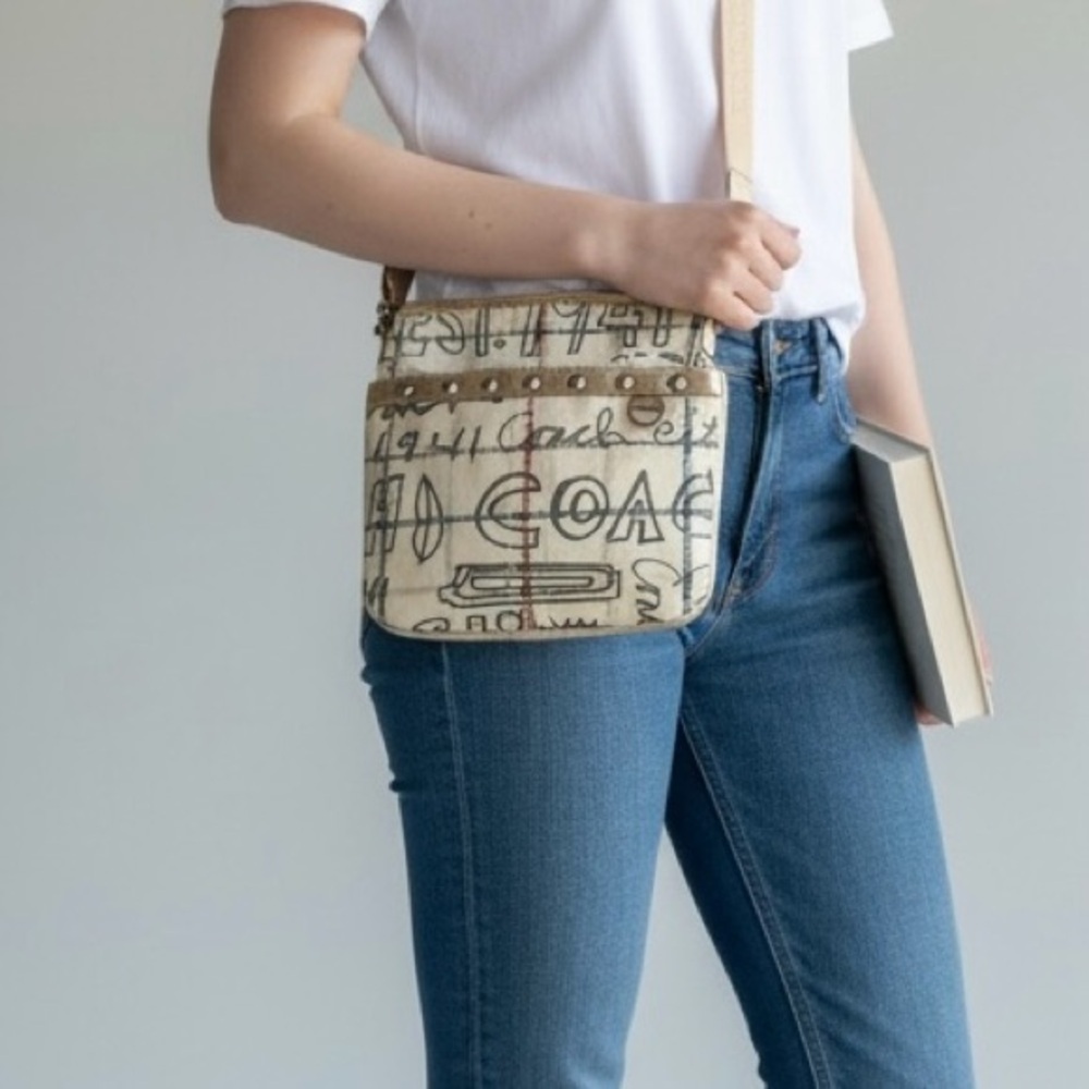 Coach Heritage Stripe Tattersall Swingpack crossbody bag